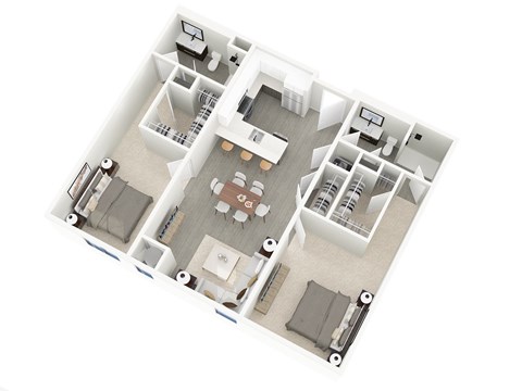 Floor plan for 2 beds, 2 baths, 1126 sqft